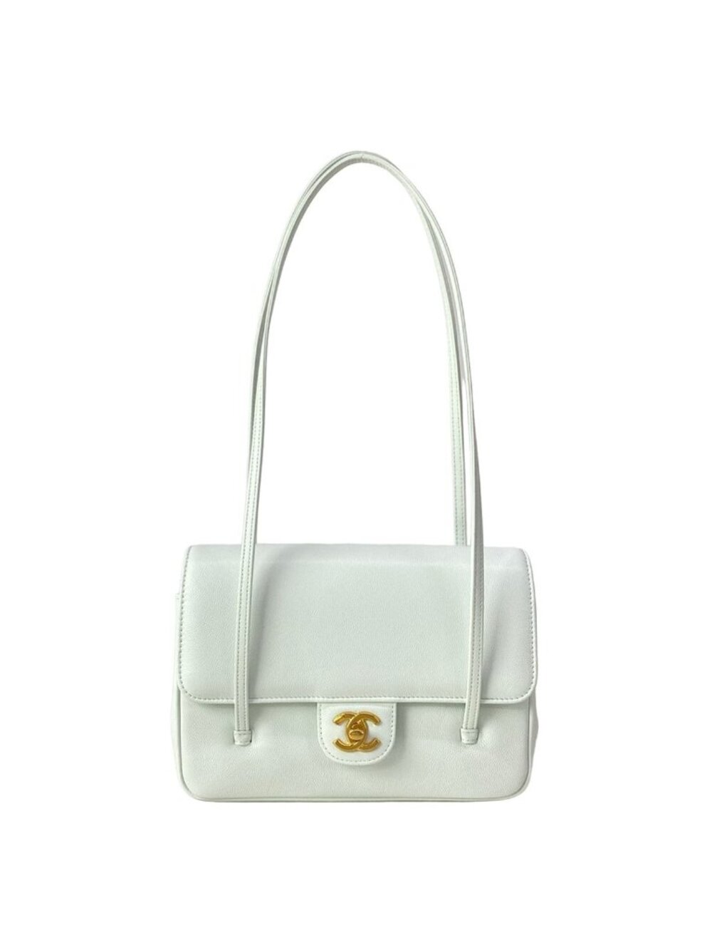 Chanel Shoulder Bag Small Flap Light Blue Gold